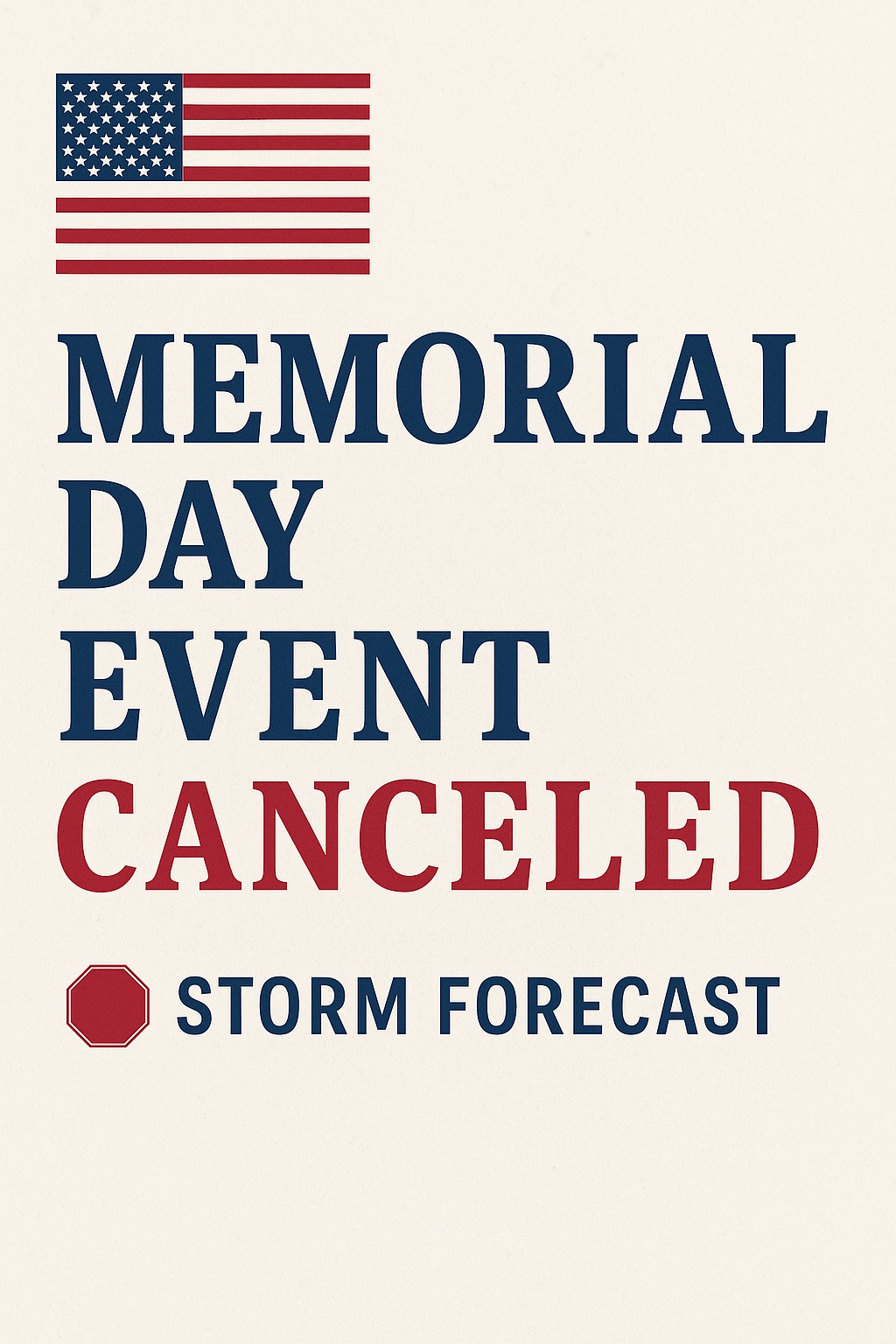 <p>📢 Memorial Day Event Canceled 🇺🇸</p><p>Due to the forecast calling for storms and rain, the Memorial Day Ceremony scheduled for Monday, May 26 at Konehete Veterans Park has been canceled.</p><p>This decision was made out of an abundance of caution to keep everyone safe. Thank you for understanding.</p><p>Even though we won’t gather in person, we encourage everyone to take a moment this Memorial Day to honor and remember the brave men and women who gave their lives in service to our country. Their sacrifice is the reason we enjoy the freedoms we have today. 🇺🇸</p><p>Sponsored by American Legion Post 96 – Murphy, NC</p><p>Stay safe and dry this Memorial Day.</p>