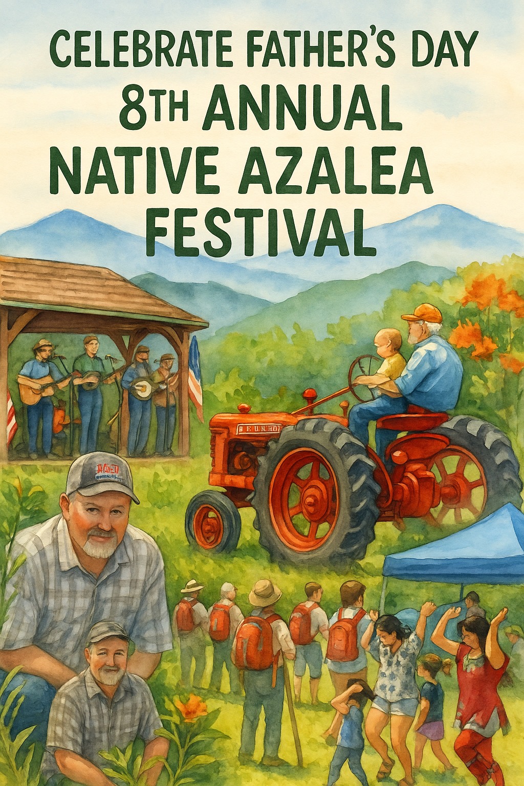 <p><strong>Celebrate Father’s Day at the 8th Annual Native Azalea Festival</strong></p><p>The GREAT team invites you to the heart of Graham County for a celebration full of mountain charm, music, and memories. 🎶🚜🌺</p><p>Join us Saturday, June 14th from 10:00 AM to 6:00 PM at Robbinsville High School (301 Sweetwater Rd) for a full day of live music, artisan crafts, family fun, and vibrant cultural demonstrations—including Cherokee heritage performances, a jam tent, and glass blowing demos!</p><p>🛠 Festival Highlights:</p><ul><li>5 live bands &amp; local performers</li><li>Antique tractor show</li><li>Hiking excursions on Hooper Bald</li><li>Food truck court 🍔</li><li>Kids’ zone, arts &amp; crafts, and more</li><li>Drone Q&amp;A, fly fishing, broom making</li><li>Azalea talks &amp; plant sales 🌸</li></ul><p>🎤 Main Stage Lineup:</p><p>10:00 AM – Opening Ceremony</p><p>10:30 AM – Shelton &amp; Williams</p><p>12:00 PM – Sundown Band</p><p>1:15 PM – Warriors of Anikituhwa</p><p>2:30 PM – The Sternwheelers</p><p>4:30 PM – Darren Nicholson Band</p><p>📆 Plus: Glass blowing workshops on Friday, June 13th — registration required at 828.479.3790.</p><p>📍 Mark your calendar and bring the whole family for a truly Appalachian celebration of dads and community spirit. Full schedule at <a href="https://grahamcountytravel.com/flame-azalea-festival/">grahamcountytravel.com/flame-azalea-festival</a></p>